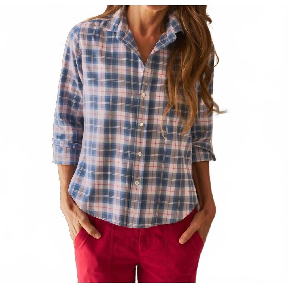 NEW FRANK & EILEEN barry tailored shirt in grey with blue and red plaid